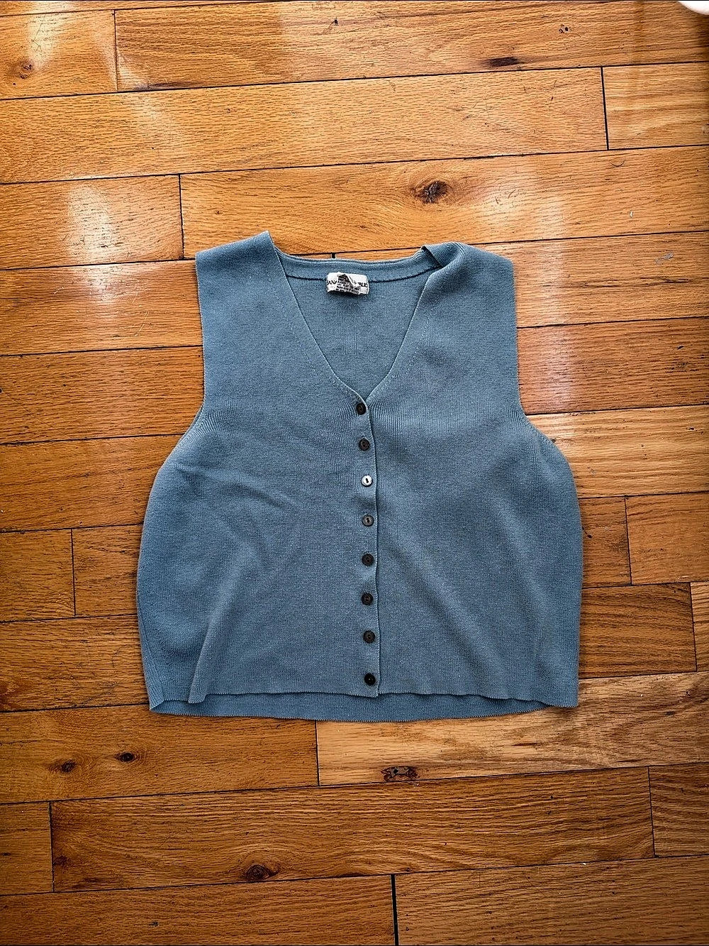 Vintage Banana Republic Sleeveless Button-Front Vest in Blue